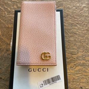Authentic Gucci Leather I phone case 7/8/SE  with Folio Wallet
